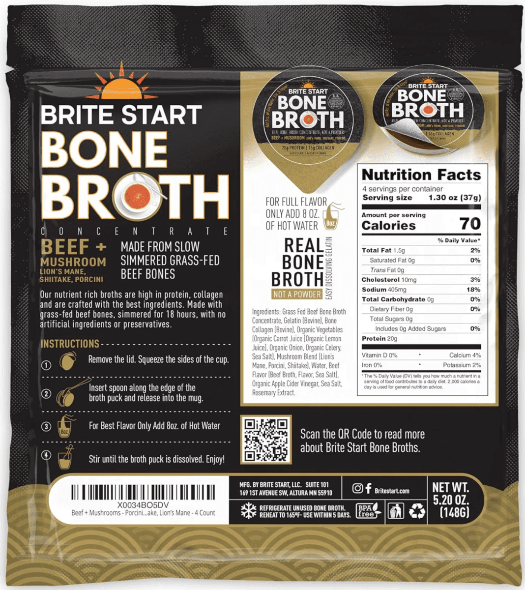 Beef Mushroom Bone Broth 12 Pack