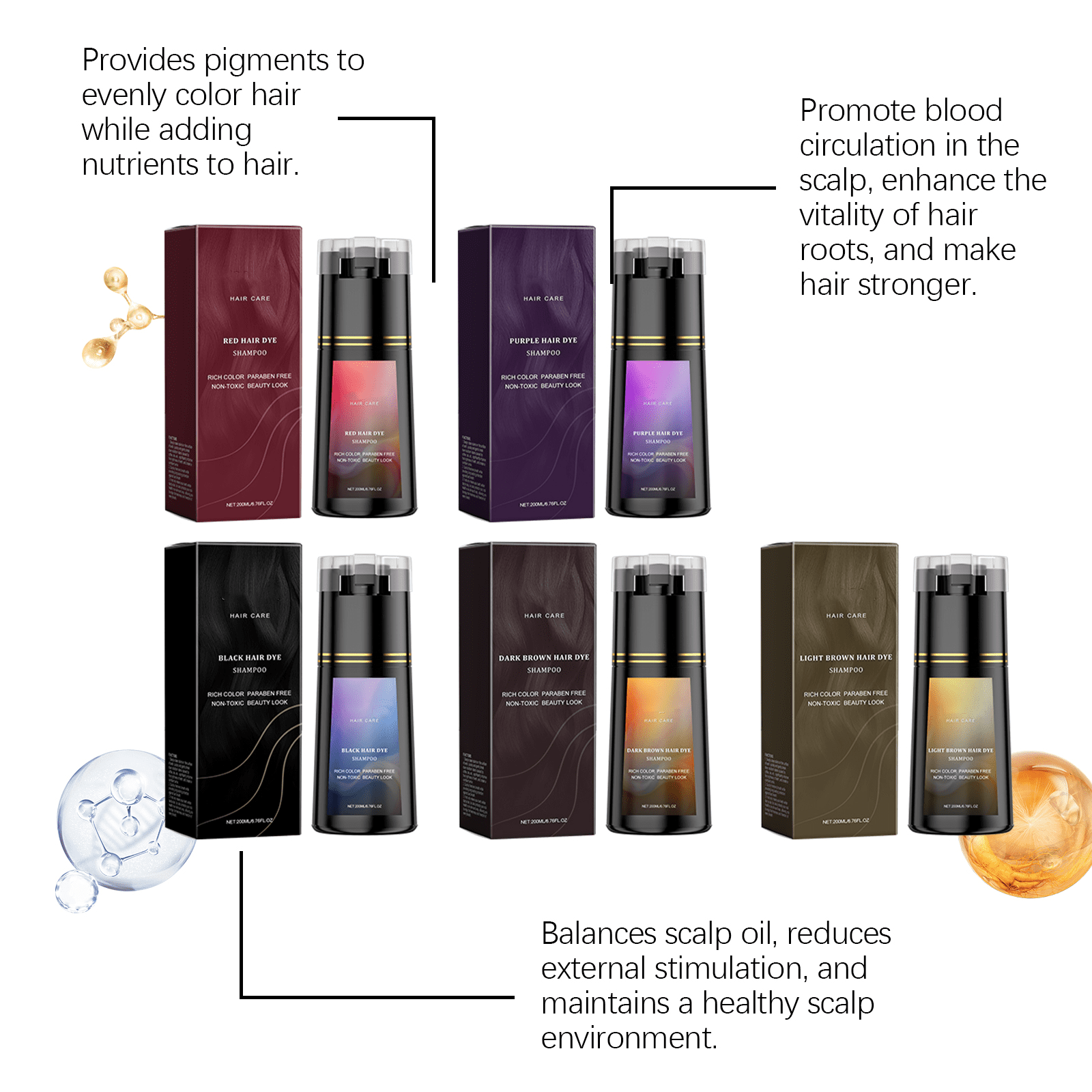 Hair Dye Shampoo, Hair Care, Hair Care Shampoo,3 In 1 Haircare Instant Dye Shampoo, Natural Hair Color Shampoo For Gray Hair Coverage, Suitable For Women & Men