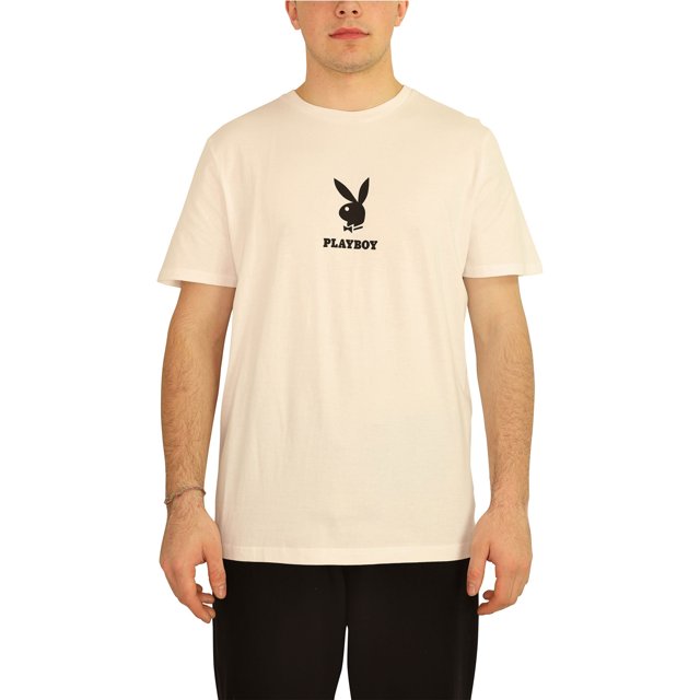 Elevenparis Hombre Lapin Playboy Camiseta gráfica blanca L