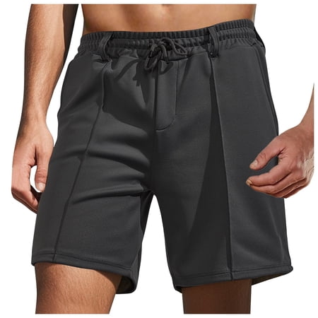 Gyexs Gym Shorts Men Elastic Waist Drawstring Chinos Short Lightweight Summer Beach Outfits Holiday Clothing Black Size XL