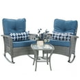 thumbnail image 2 of ELPOSUN 3-Piece Outdoor Rocking Chairs, Wicker Patio Furniture with Thickened Cushions and Table for Porch, 2 of 9