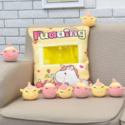 Stuffed Toy Animal Puddings Shape Home Office Throw Pillow Plush Toy-Unicorn-