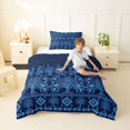 thumbnail image 4 of Homewish Retro Aztec Nature Tree Twin Comforter Sets,Vintage Botanical Bedding Set,Navy,Navy Blue Reversible,2 Pieces,1 Comforter and 1 Pillowcase, 4 of 7