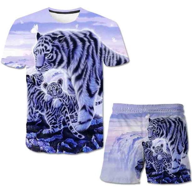 Conjuntos de ropa de tigre para niños y niñas, camisetas bonitas de verano, pantalones cortos de 1 a 14 años, 2 uds., trajes de ropa, trajes informales de moda para niños, trajes 3T Gao Jinjia LED