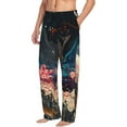 thumbnail image 6 of Sigee Abstract Peacock Painting print Men's Pajama Pants Lounge Sleep Bottoms with Elastic Waistband and Pockets-Large, 6 of 6