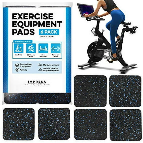 Impresa 6-Pack Rubber Exercise Equipment Mat 4" x 4" x 0.5" Pads