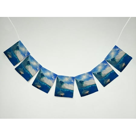 GCKG Great Ocean Wave Shark Underwater World Banner Bunting Garland Flag Sign for Home Family Party Decoration