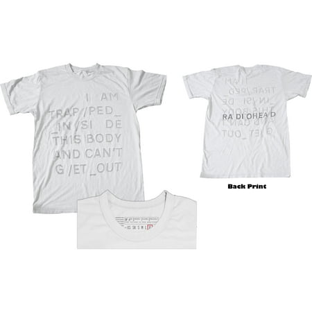 Men's Radiohead Trapped (Back Print) (100% Organic Cotton) Slim Fit T-shirt Medium White