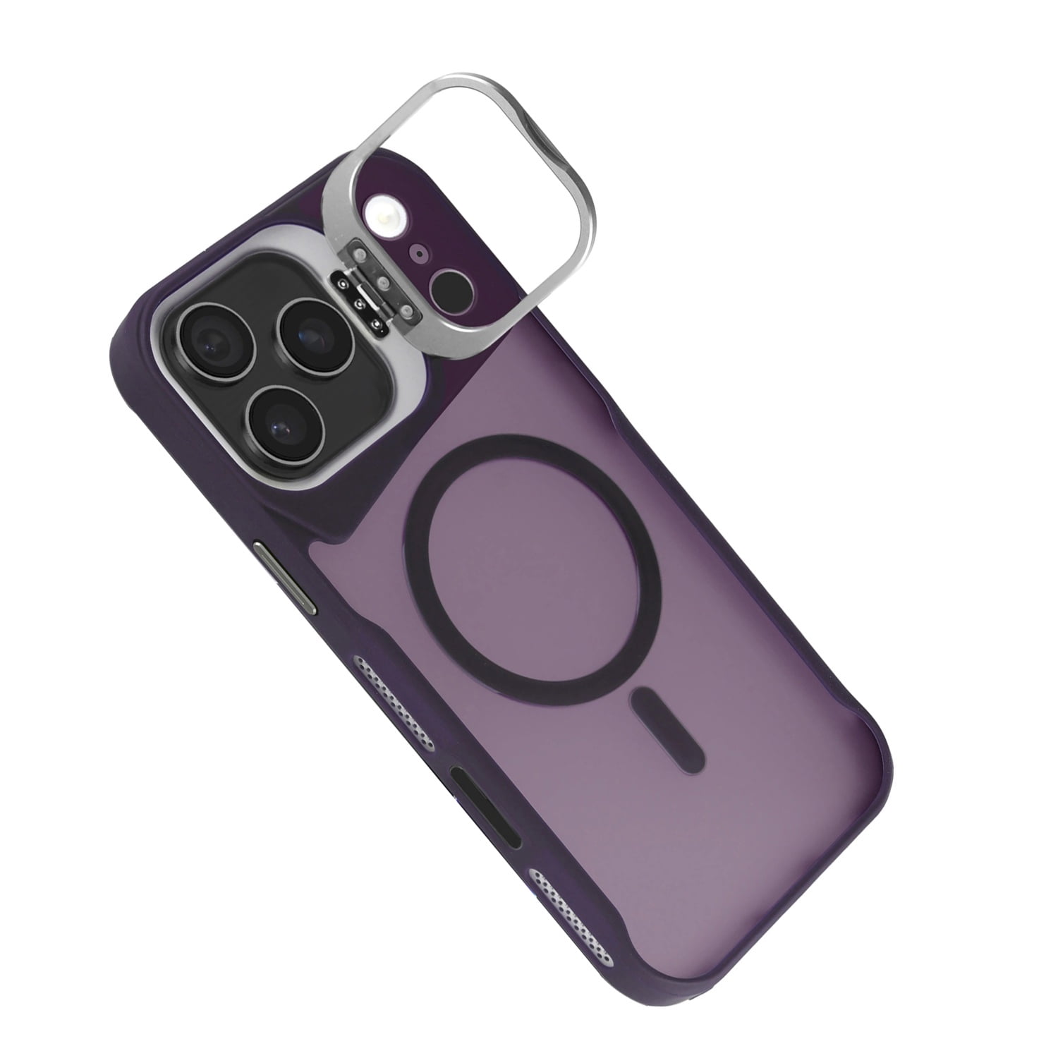 Matte Clear Camera Stand Case with Wireless Charging for iPhone 17 Pro Max - Purple