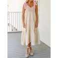 thumbnail image 6 of Women's Tiered Tie Shoulder Midi Cami Dress 100% Polyester Sheer Milky White Fabric Lightweight Elegant Everyday, 6 of 7