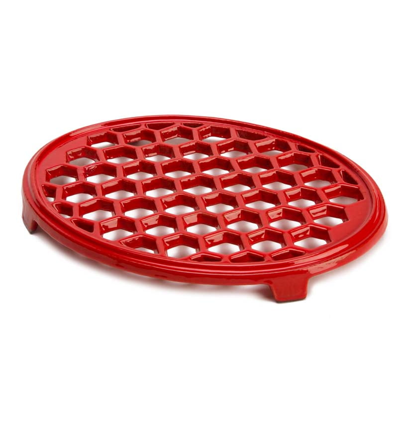 Cast Iron Trivet for Wood Stoves, 10.5 x 7.5", Red
