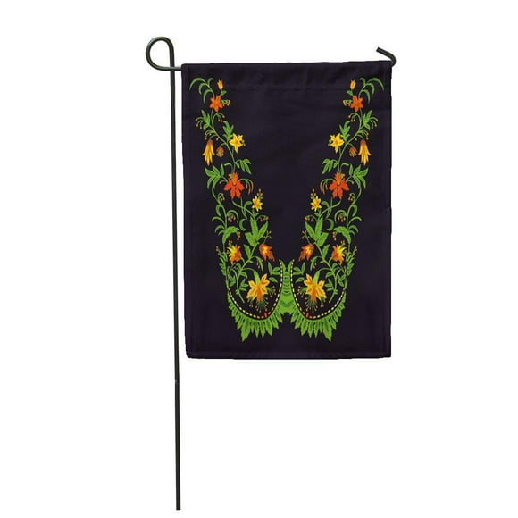 NUDECOR Abstract Hungarian Folk Artistic Beautiful Culture Drawn Floral Hand Garden Flag Decorative Flag House Banner 28x40 inch