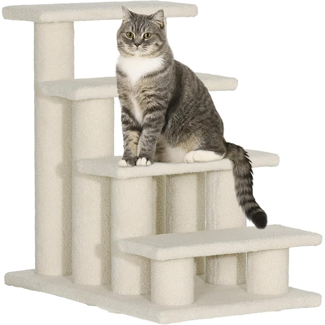 -Step Multi-Level Carpeted Cat Scratching Post Pet Stairs