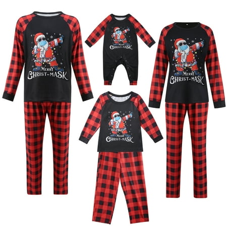 

Fanvereka Family Matching Christmas Pajamas Set Santa Claus Tops Plaid Pants Xmas Clothes for Adult Kids Baby