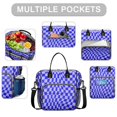 thumbnail image 2 of Blue Wavy Checkered Pattern Insulated Leakproof Lunch Box for Women, Large Lunch Bag for Tween Teen Adult, Loncheras Para Mujer for Work Beach Travel Picnic Camping, 2 of 4