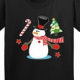 thumbnail image 4 of Inktastic Top Hat Snowman with Christmas Tree and Candy Cane Youth T-Shirt, 4 of 5