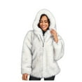 thumbnail image 2 of ClodeEU Women's Faux Fur Zip Up Hooded Coat ,Plush Fleece Jacket,Fall Winter Fashions Coat Tops Gray,Womens Plus S, 2 of 8