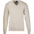 thumbnail image 3 of Aran Woollen Mills Irish Traditional Fisherman 100% Premium Soft Merino Wool V-Neck Sweater Cable Knitted Jumper Men`s Pullover Made in Ireland, 3 of 5