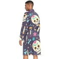 thumbnail image 2 of Dailycode Men Robe Lightweight Soft Bathrobes Kimono Nightgown Cute Skull Candles Bone, 2 of 6