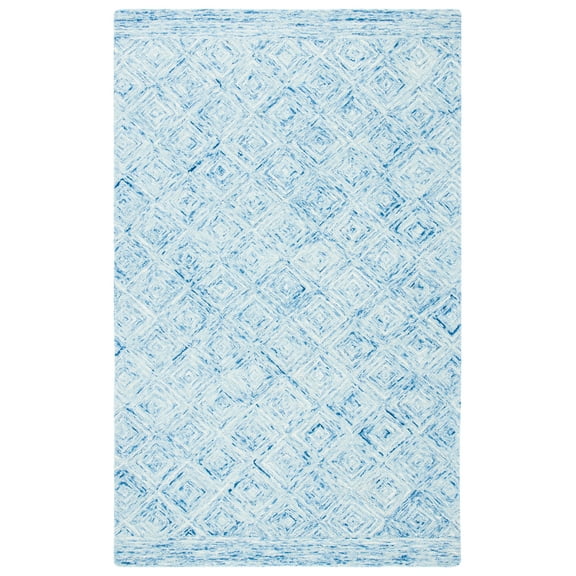 SAFAVIEH Ikat Emerson Geometric Wool Area Rug, Blue, 3' x 5'