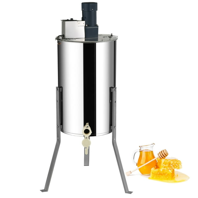 VEVOR Extracteur de Miel Électrique, Extracteur de Miel à 2/4 Cadres, Extraction Apicole en Acier Inoxydable, Extracteur de Miel avec Couvercle, Équipement de Centrifugeuse avec Support Réglable en Hauteur