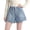 Z-11Blue, variant on Ruyang Tween Girls Distressed Raw Hem Denim Shorts Teen Girls Elastic Waist Straight Leg Jean Shorts Kids Y2k Summer Denim Shorts