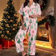 thumbnail image 2 of Yokua Christmas Pajamas Women's Two-Piece Christmas Pajamas Long Sleeve Button Shirt and Pants Set Home Clothes, 2 of 8
