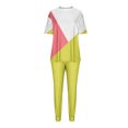 thumbnail image 5 of safuny Women's 2 Piece Sets Tracksuit Pajama Lounge Jogger Sets Colorblock Short Sleeve Pullover Sweatpants Casual Sports Running Sweatsuit Trendy Summer Outfits Pink, 5 of 5