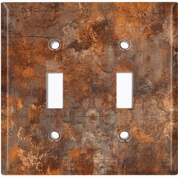 Metal Light Switch Wall Plate Outlet Cover (Printed Image of Rusted Steel Plate - Double Toggle)