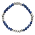 thumbnail image 2 of Primal Steel Stainless Steel Polished Lapis Beaded Stretch Bracelet, 2 of 7
