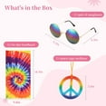 thumbnail image 3 of 6PCS Hippie Outfit Accessories Set with Hippie Sunglasses, Peace Sign Necklaces, Tie Dye Headbands for Men Women, Dressing Accessories for 60s 70s Themed Party, 3 of 7