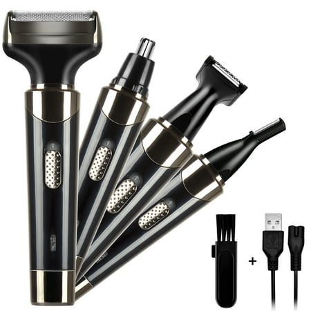 Brow Grooming Solution Kit - 4 in 1 Rechargeable Grooming Kit, Men Women Electric Shaver Waterproof Nose Beard Trimmer Razor Cordless Painless Bikini Hair Remover Clipper Haircut Cutter Groomer Ear Face Eyebrow Sideburn Mustache