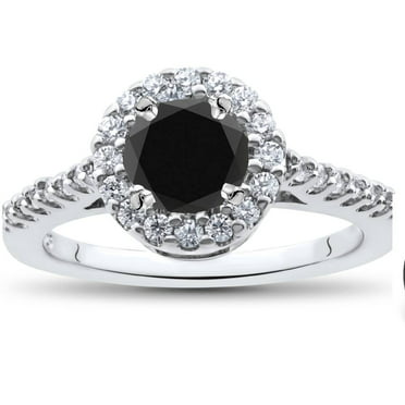 1 Carat T.W. Cushion and Round-Cut Black and White Diamond 14kt White ...