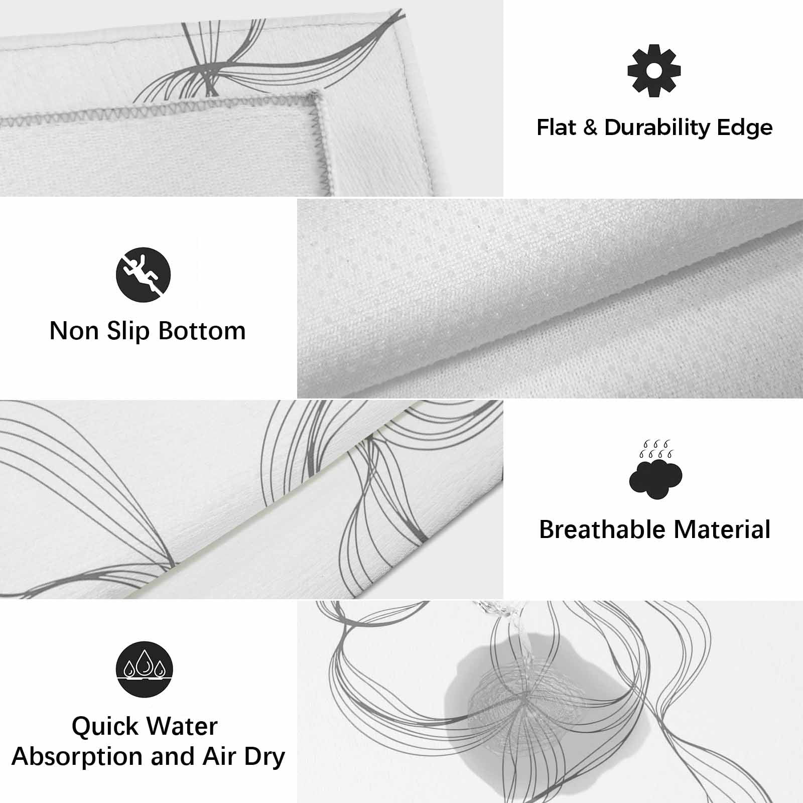 Outdoor Rug 3x5 ft White Twisted Lines Outdoor Large Area Rug Non Slip Rubber Abstract Art Front Door Mat RV Rug Camping Carpet Patio Outdoor Rugs for Backyard Balcony Deck Porch Indoor