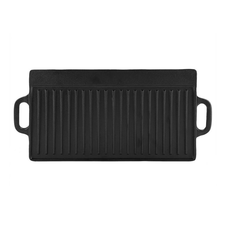 TOPINCN Non-Stick Cast Iron Grill Griddle Pan Ridged and Flat Double-Sided  Baking Cooking Tray Bakeware,Non Stick Griddle Pan 