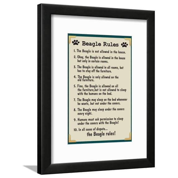 Beagle House Rules, Framed Art Print Wall Art Sold by ArtCom