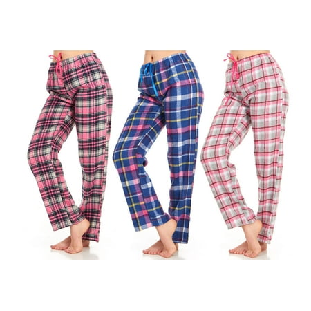 

Women’s Flannel Pajama Pants - Ladies’ Soft Plaid Pajama Pants - Comfortable pajama pants for women- Lounge Pants-Pack Of 3