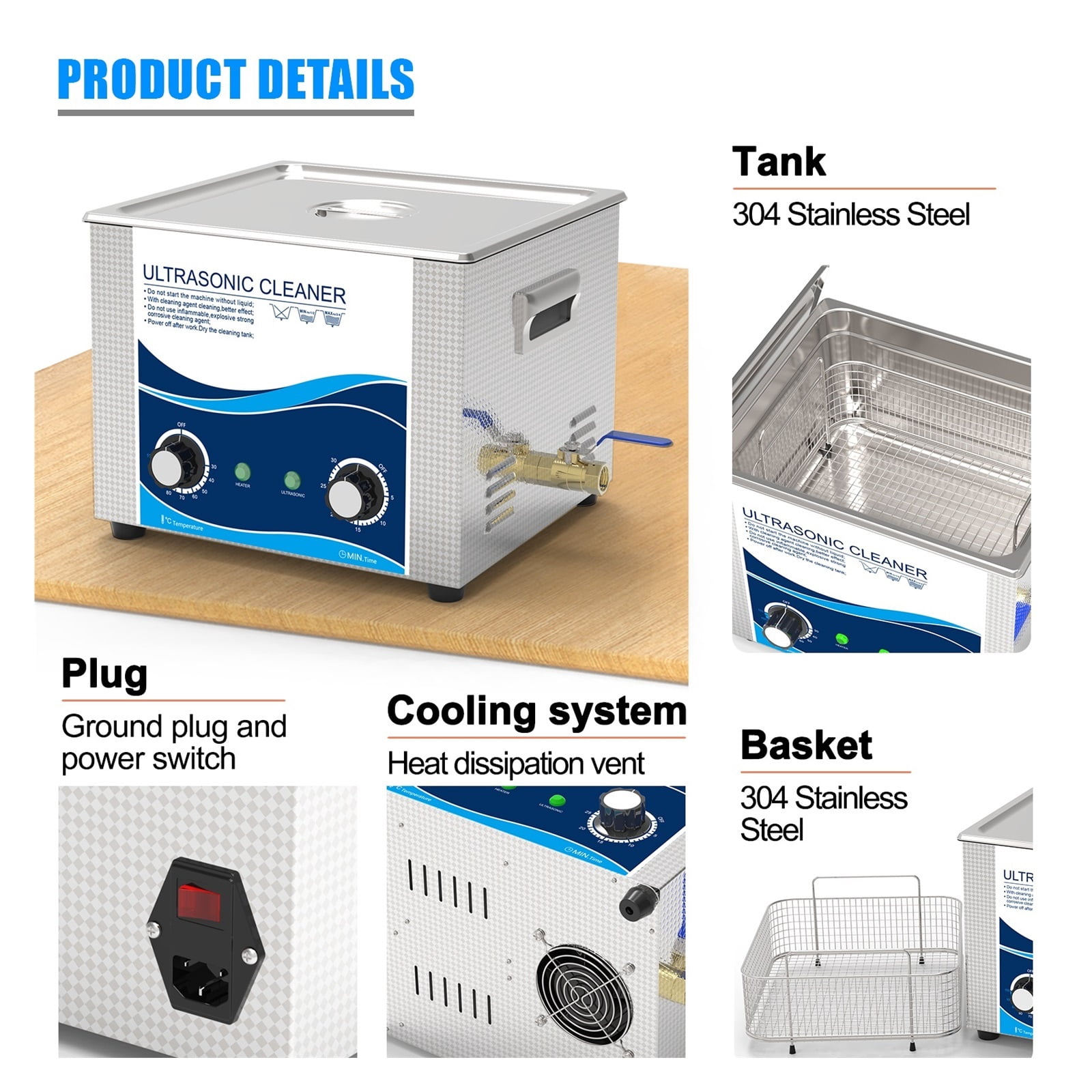 Ultrasonic Cleaner 15L 360W Power 40KHZ Remove Oil Rust Oxides Carbon Cleaning Bath Metal Circuit Board