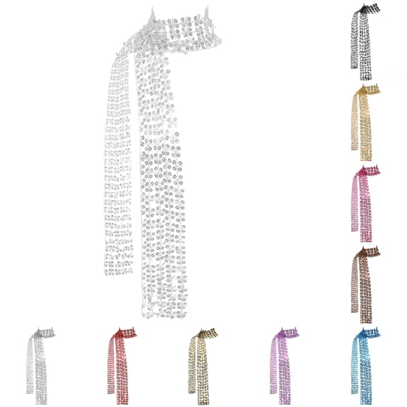 HNMKIU Scarf Solid Sparkly Sequin Scarf Lightweight Glitter Neck Accessories Versatile Thin Shawl Belt For Party Club Prom Daily Wear White,One Size