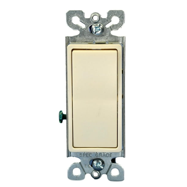 Cooper Light Almond Lighted Decorator Rocker Light Switch Single Pole 15a 6511la