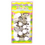 Jolie Girls by Tara Metal 20 mm Ponytail Holder Elastics - White & Clear - 10 Pcs.