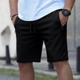 thumbnail image 2 of Besolor Men Running Shorts Casual Loose Drawstring Elastic Waist Wide Leg Summer Workout Short Pants with Zipper Pockets(Medium,Black), 2 of 5
