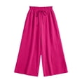 thumbnail image 4 of CQONEPT Women Oversize Wide Leg Pants Palazzo Casual Capris Pant Elastic Waist Solid Color Trendy Trousers Hot Pink 4XL, 4 of 6