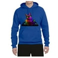 thumbnail image 2 of Neon Retro Rainbow DJ MC Hip Hop Cat | Mens Cat Lover Hooded Sweatshirt Graphic Hoodie, Royal, Large, 2 of 4