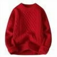 thumbnail image 3 of successthop Cable Knit Sweater Men Plus Size Long Sleeve Sweater Chunky Crewneck Warm Pullover Tops Solid Clothes Red, 3 of 7