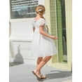 thumbnail image 5 of Aideaone Girls Chiffon Dress Flutter Ruffle Short Sleeve Kids Square Neck Frocks White 6-13Y, 5 of 8