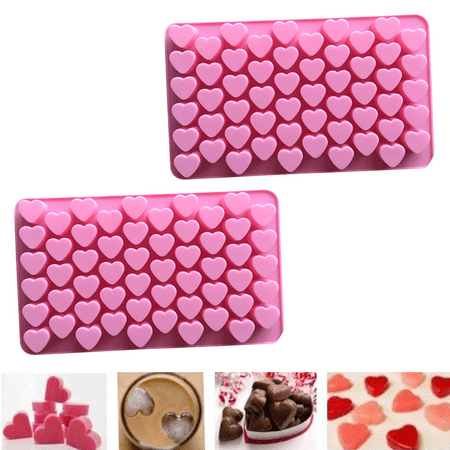 

2 Pack Silicone Mini Heart Molds for Baking Silicone Molds for Candy Chocolate Soap Jelly Cake Heart Ice Tray Pink