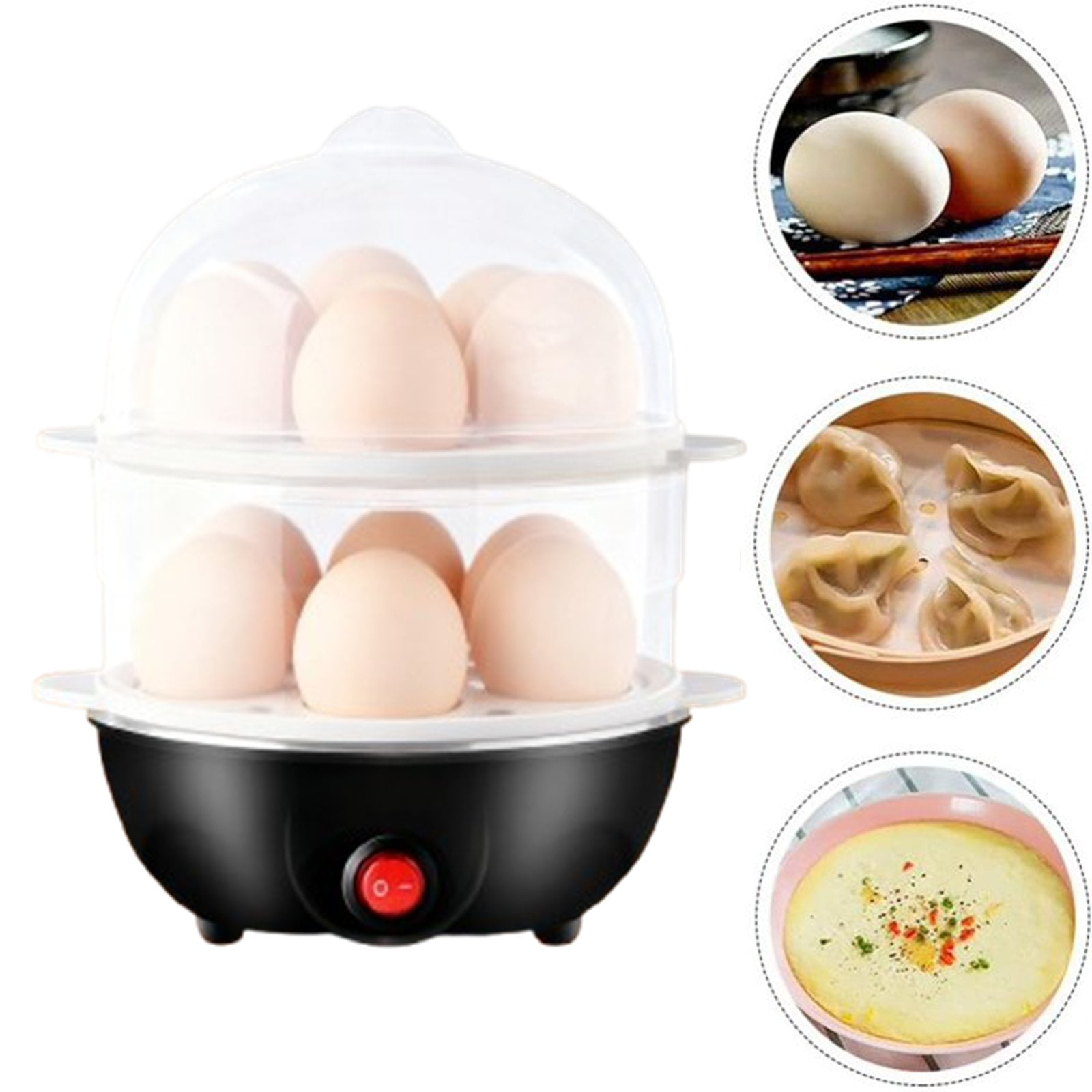 Djiypn Rapid Egg Cooker, Mini Egg Cooker, Easy Egg Cooker Electric 12-Egg Capacity, Soft, Medium, 2-Tier Hard-Boiled Egg Cooker with Auto Shut-Off, Black