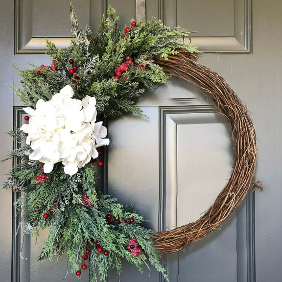 HmNPlay Natural Grapevine Rattan Wreath Base for Christmas Holiday Decor, Rustic Handwoven Vine Ring for Front Door Wall Centerpiece, 1 Count