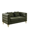 thumbnail image 3 of Spaco 60" Deep Seating Sectional Sofa, 2 Seater Comfort Teddy Fabric Couch, Soft Sitting with 2 Pillows for Living Room, Bedroom, Office, Green, 3 of 11
